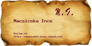 Macsicska Ince névjegykártya